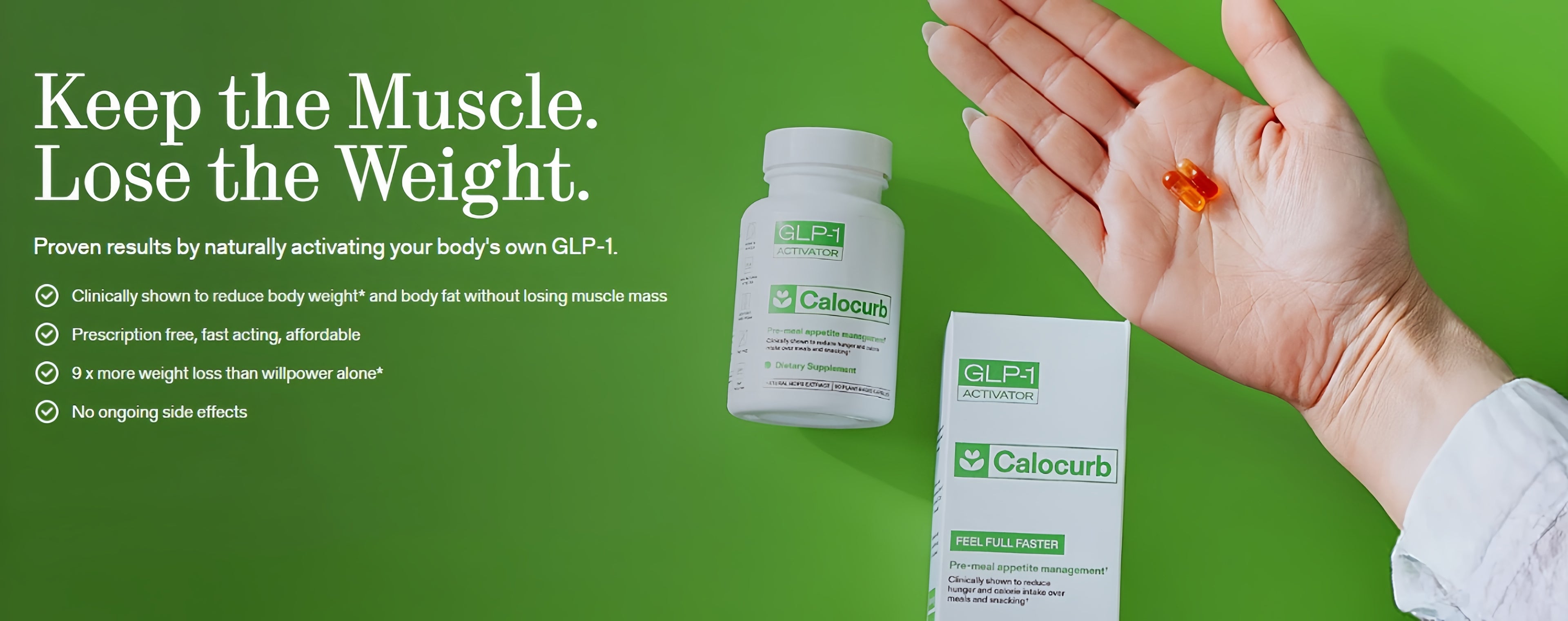 calocurb glp-1 activator NEW at TLWA Meet a dietary supplement designed to support pre-meal appetite control and help you feel full faster. This is not a prescription medication like Wegovy or calocurb